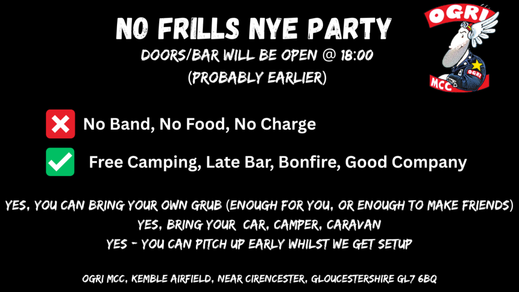 No Frills NYE 2025 at OGRI MCC