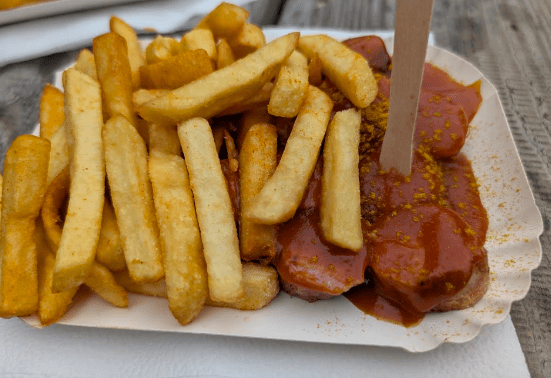 Spiders MC Christmas Party 2025 8 Currywurst, as scoffed by OGRI MCC on the 2025 german road trip !